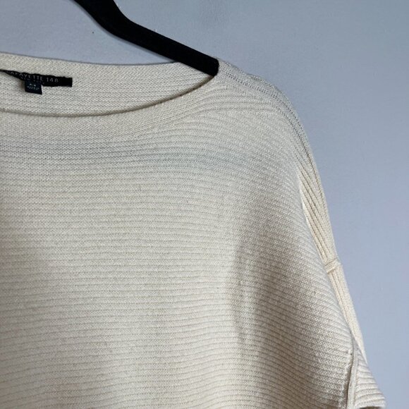 Lafayette 148 NY cream ribbed wool pocket sweater - Picture 2 of 5